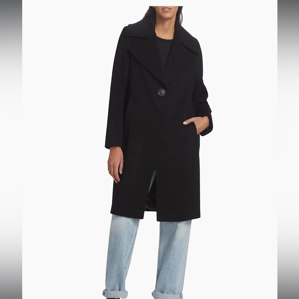 $495 Saks Fifth Avenue Mercer Collective Jess Wide-Collar Wool Coat small
